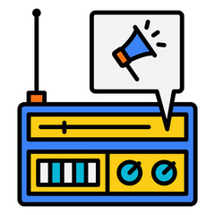 Retro Radio with Megaphone Speech Bubble Concept