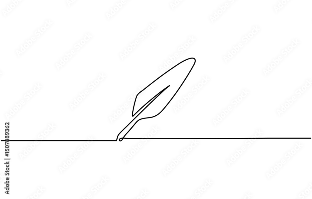 Fototapete continuous line drawing of feather icon, journalist concept line icon with shadow. the vector illust