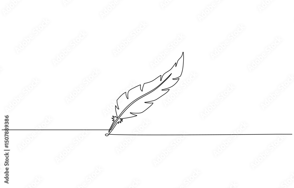 Fototapete continuous line drawing of feather icon, journalist concept line icon with shadow. the vector illust