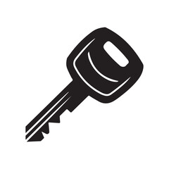 Car, vehicle or automobile key flat icon for apps and websites. Vector black silhouette. with white background
