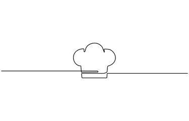 Obraz premium Continuous Line Drawing of Chef Icon, Hand Drawn Symbol Vector Illustration. Chef Hat continuous line drawing.