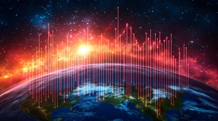 Obraz premium Global Data Visualization On Earth