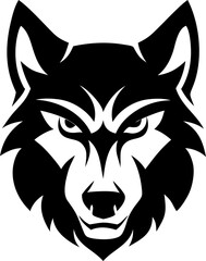 Minimal flat wolf head graphic icon with a wild yet professional look for corporate branding.