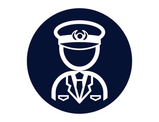 警察官おまわりさんのシンプルな丸いモノクロ白抜きイラストアイコン