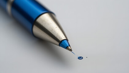 a blue ballpoint pen tip.
