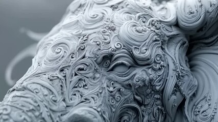 Intricate Elephant Sculpture: A Detailed Close-Up of Elaborate Ornamentation - Powered by Adobe