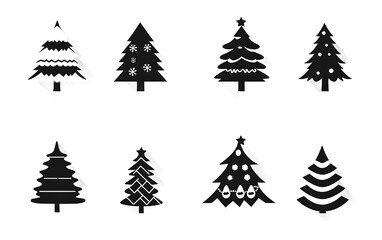Black and white christmas tree silhouettes with shadows representing festive holiday seasons