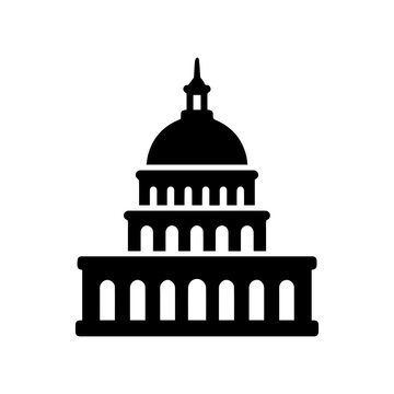 Capitol building dome topped U S Congress icon with transparent background
