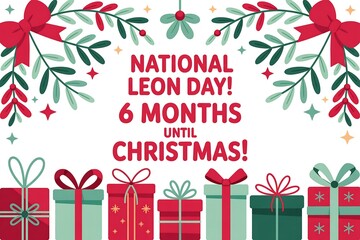 Festive christmas countdown with gifts and decorations for national leon day event