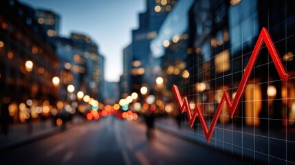 Market Downturn in the City: Red Graph Overlay