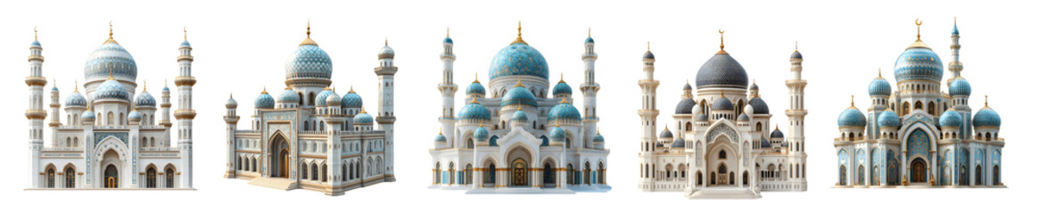 Fototapeta premium Set of 3D render islamic mosque