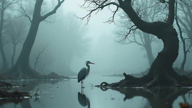 Where Mist Hangs and the Heron Waits