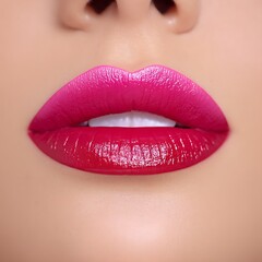 Obraz premium Female lips with gradient pink to red ombre effect