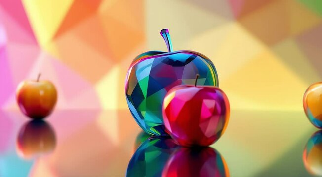 Colorful low poly apples abstract background