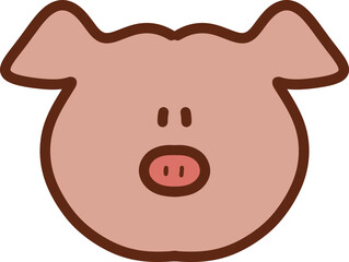 Cute Cartoon Pig Face Illustration