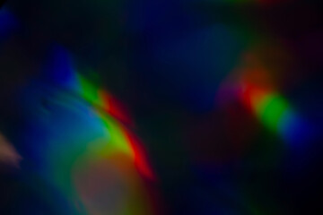 Blurred refraction light texture overlay effect. Dark Holographic rainbow background.Background for backdrop advertise