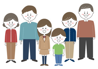 3世代家族のイラスト