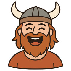 male viking laugh happy smile expression flat color vector illustration template design