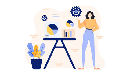 Woman presenting data on a table, suitable for business presentations, financial reports, data analysis concept, professional meetings, corporate strategy.