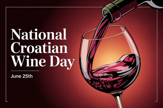 National croatian wine day poster featuring wine being poured into a glass with text