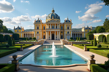 Fototapeta premium Baroque palace with pool