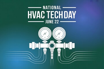 National hvac tech day june twenty second graphic with gauges and tubes illustration