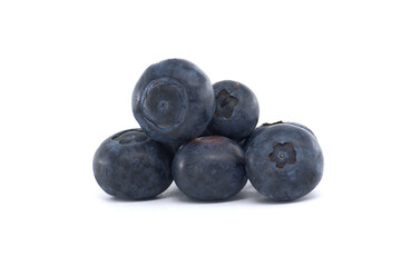 Fresh Juicy Blueberries Stacked on a White Background