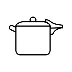 白背景にシンプルな線画で描かれた圧力鍋のアイコンベクターイラスト｜圧力鍋,調理器具,キッチン用品,料理道具,線画,ベクター