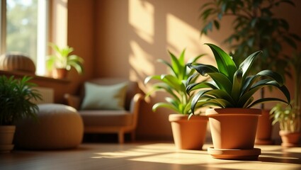 modern living room with plant