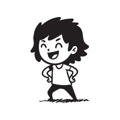 Happy Child Cartoon Outline Illustration Vector EPS File