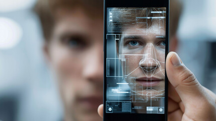 Deepfake cyber attack. Image of a client verification process using deepfake technology.
