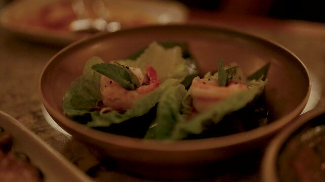 Gourmet Shrimp Miang Kham in Warm Lighting