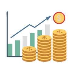 Financial Growth Bar Chart with Coins
