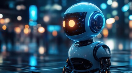 A futuristic AI-driven chatbot assisting employees with on-the-job learning
