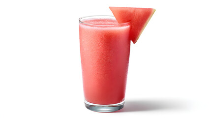 Fresh Seedless Watermelon Blended Drink Without Added Ingredients in Clear Glass with Watermelon Slice
