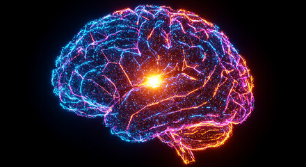 Abstract Glowing Brain Neural Network Artificial Intelligence Technology Concept