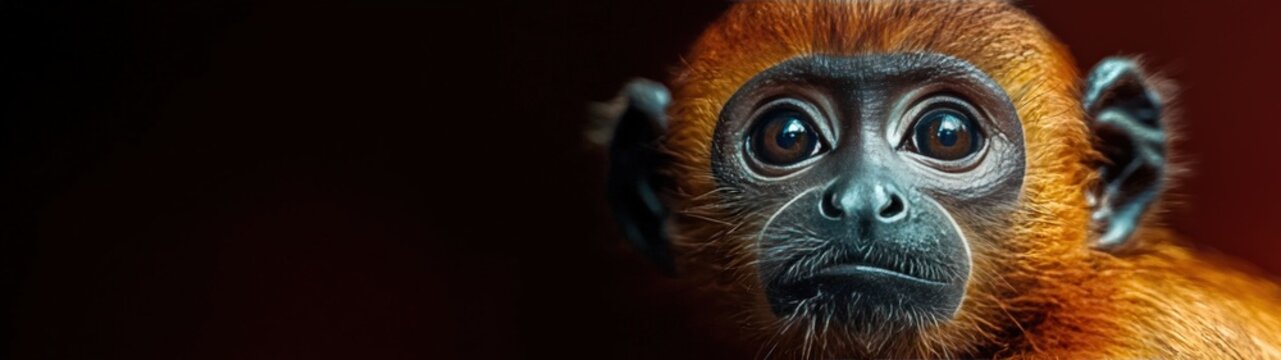Adorable titi monkey with captivating eyes gazes intently.