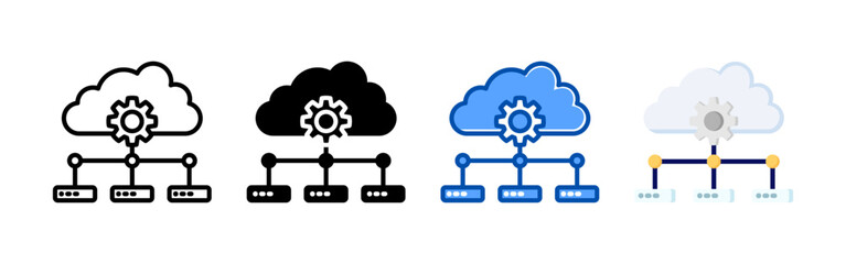 Cloud storage icon set bundle. Multi style icon collection perfect for websites, apps, and presentations. Simple vector icon collection