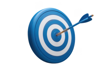 Blue target with arrow isolated on transparent background
