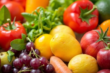 Assortment of colorful fruits and vegetables.