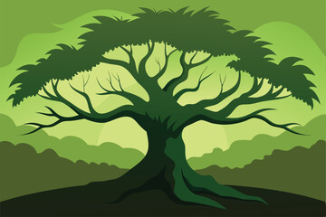 Obraz premium vector illustration of a green tree