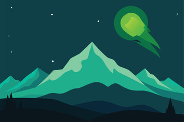 Obraz premium night landscape with mountains and clouds