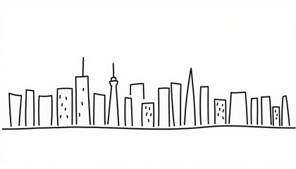 Fototapeta premium Continuous line drawing of a city skyline artwork for decoration 