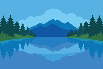 Fototapeta premium mountain landscape with lake and mountains