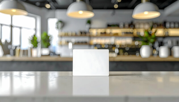 Blank Loyalty Card Mockup Modern Cafe Counter Display