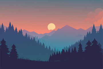 sunset in the mountains