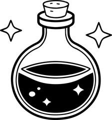Potion outline vector and illustration, coloring book page