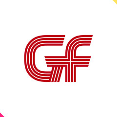 Parallel Line Monogram Initial Logo Logo Letter G and F