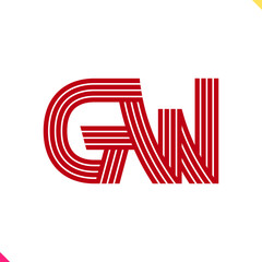 Parallel Line Monogram Initial Logo Logo Letter G and W