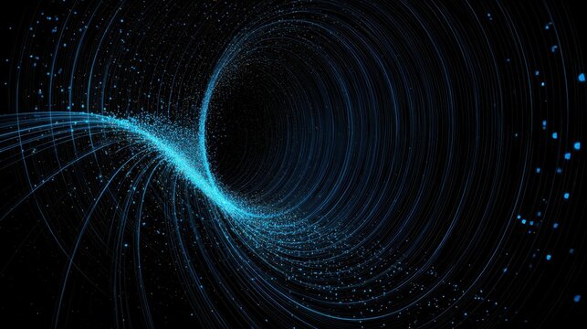 Elegant blue swirl design against a black background showcasing the beauty of fibonacci arc projections